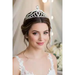 Zirkon Taşlı Gelin/Kına/Nişan/Söz Tasarım Taç