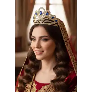Zirkon Taşlı Gelin/Kına/Nişan/Söz Tasarım Taç