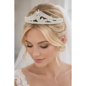 Zirkon Taşlı Gelin/Kına/Nişan/Söz Tasarım Taç