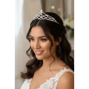 Zirkon Taşlı Gelin/Kına/Nişan/Söz Tasarım Taç