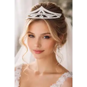 Zirkon Taşlı Gelin/Kına/Nişan/Söz Tasarım Taç