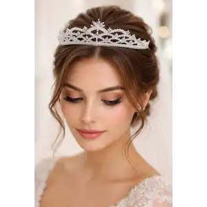 Zirkon Taşlı Gelin/Kına/Nişan/Söz Tasarım Taç
