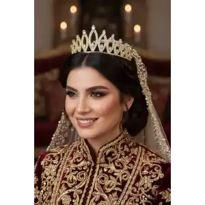 Zirkon Taşlı Gelin/Kına/Nişan/Söz Tasarım Taç