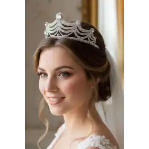 Zirkon Taşlı Gelin/Kına/Nişan/Söz Tasarım Taç