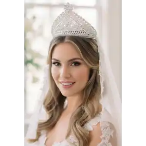 Zirkon Taşlı Gelin/Kına/Nişan/Söz Tasarım Taç