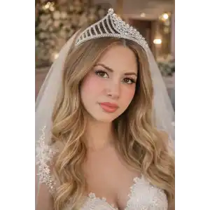 Zirkon Taşlı Gelin/Kına/Nişan/Söz Tasarım Taç