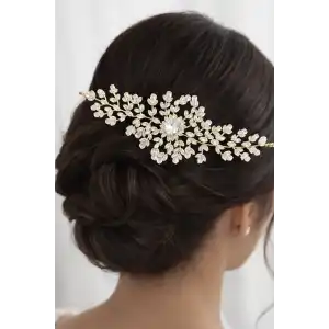 Zirkon Taşlı Gelin/Kına/Nişan/Söz Tasarım Taç