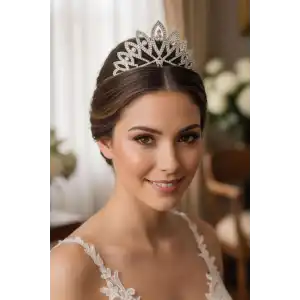 Zirkon Taşlı Gelin/Kına/Nişan/Söz Tasarım Taç