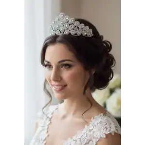 Zirkon Taşlı Gelin/Kına/Nişan/Söz Tasarım Taç