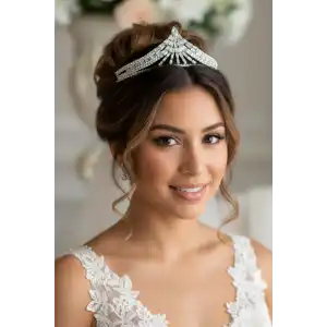 Zirkon Taşlı Gelin/Kına/Nişan/Söz Tasarım Taç