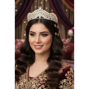 Zirkon Taşlı Gelin/Kına/Nişan/Söz Tasarım Taç