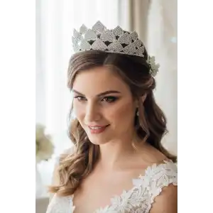 Zirkon Taşlı Gelin/Kına/Nişan/Söz Tasarım Taç