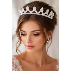 Zirkon Taşlı Gelin/Kına/Nişan/Söz Tasarım Taç
