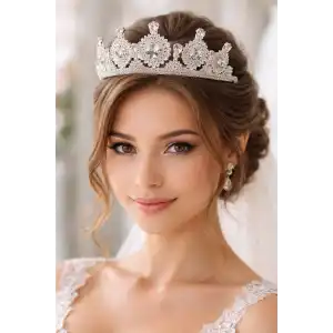 Zirkon Taşlı Gelin/Kına/Nişan/Söz Tasarım Taç