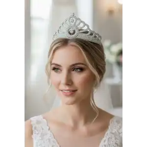 Zirkon Taşlı Gelin/Kına/Nişan/Söz Tasarım Taç