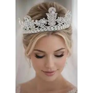 Zirkon Taşlı Gelin/Kına/Nişan/Söz Tasarım Taç