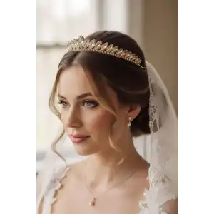 Zirkon Taşlı Gelin/Kına/Nişan/Söz Tasarım Taç