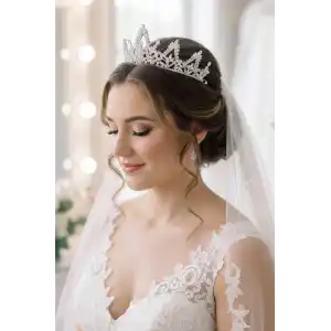 Zirkon Taşlı Gelin/Kına/Nişan/Söz Tasarım Taç