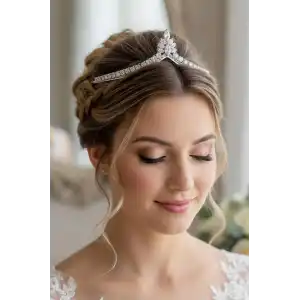 Zirkon Taşlı Gelin/Kına/Nişan/Söz Tasarım Taç