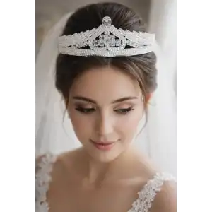 Zirkon Taşlı Gelin/Kına/Nişan/Söz Tasarım Taç