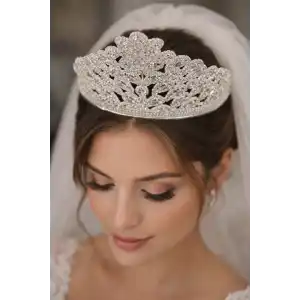 Zirkon Taşlı Gelin/Kına/Nişan/Söz Tasarım Taç