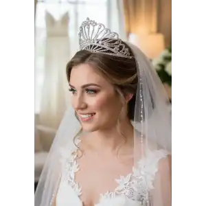 Zirkon Taşlı Gelin/Kına/Nişan/Söz Tasarım Taç