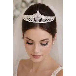 Zirkon Taşlı Gelin/Kına/Nişan/Söz Tasarım Taç