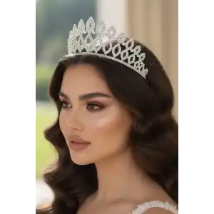Zirkon Taşlı Gelin/Kına/Nişan/Söz Tasarım Taç