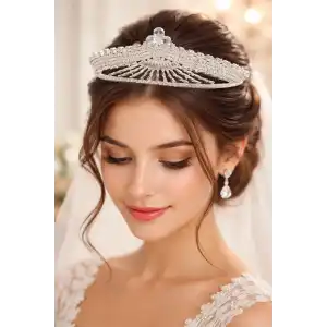 Zirkon Taşlı Gelin/Kına/Nişan/Söz Tasarım Taç