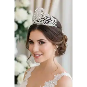 Zirkon Taşlı Gelin/Kına/Nişan/Söz Tasarım Taç