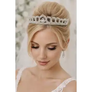Zirkon Taşlı Gelin/Kına/Nişan/Söz Tasarım Taç