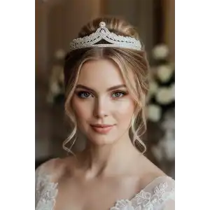 Zirkon Taşlı Gelin/Kına/Nişan/Söz Tasarım Taç