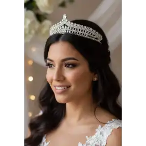 Zirkon Taşlı Gelin/Kına/Nişan/Söz Tasarım Taç