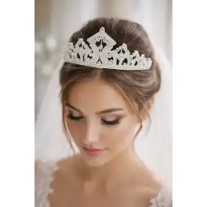 Zirkon Taşlı Gelin/Kına/Nişan/Söz Tasarım Taç