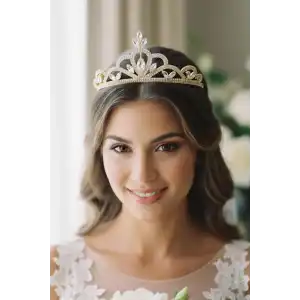 Zirkon Taşlı Gelin/Kına/Nişan/Söz Tasarım Taç