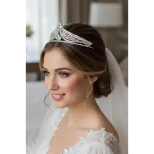 Zirkon Taşlı Gelin/Kına/Nişan/Söz Tasarım Taç