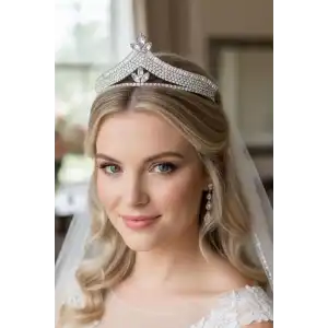 Zirkon Taşlı Gelin/Kına/Nişan/Söz Tasarım Taç