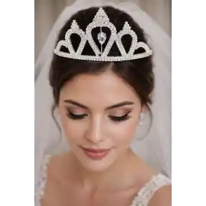 Zirkon Taşlı Gelin/Kına/Nişan/Söz Tasarım Taç