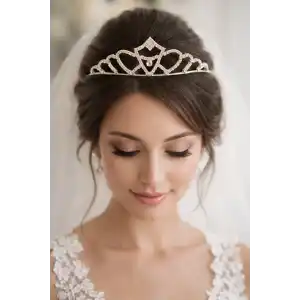 Zirkon Taşlı Gelin/Kına/Nişan/Söz Tasarım Taç