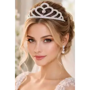Zirkon Taşlı Gelin/Kına/Nişan/Söz Tasarım Taç