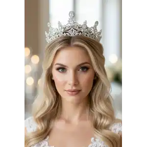 Zirkon Taşlı Gelin/Kına/Nişan/Söz Tasarım Taç