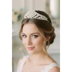 Zirkon Taşlı Gelin/Kına/Nişan/Söz Tasarım Taç