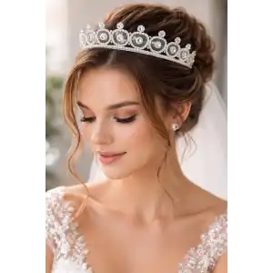 Zirkon Taşlı Gelin/Kına/Nişan/Söz Tasarım Taç