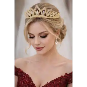 Zirkon Taşlı Gelin/Kına/Nişan/Söz Tasarım Taç