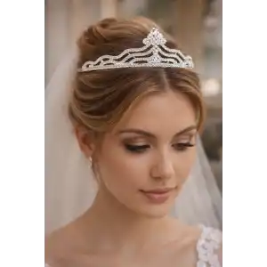 Zirkon Taşlı Gelin/Kına/Nişan/Söz Tasarım Taç