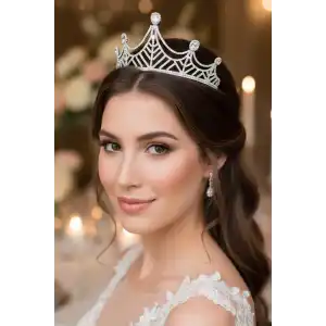 Zirkon Taşlı Gelin/Kına/Nişan/Söz Tasarım Taç