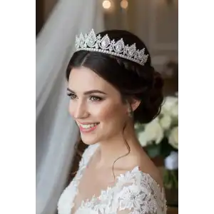 Zirkon Taşlı Gelin/Kına/Nişan/Söz Tasarım Taç