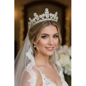 Zirkon Taşlı Gelin/Kına/Nişan/Söz Tasarım Taç