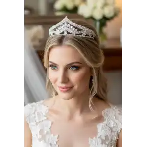 Zirkon Taşlı Gelin/Kına/Nişan/Söz Tasarım Taç