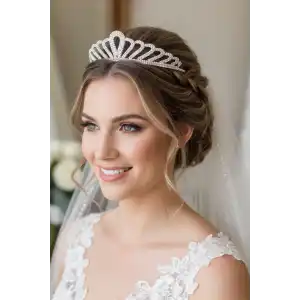 Zirkon Taşlı Gelin/Kına/Nişan/Söz Tasarım Taç